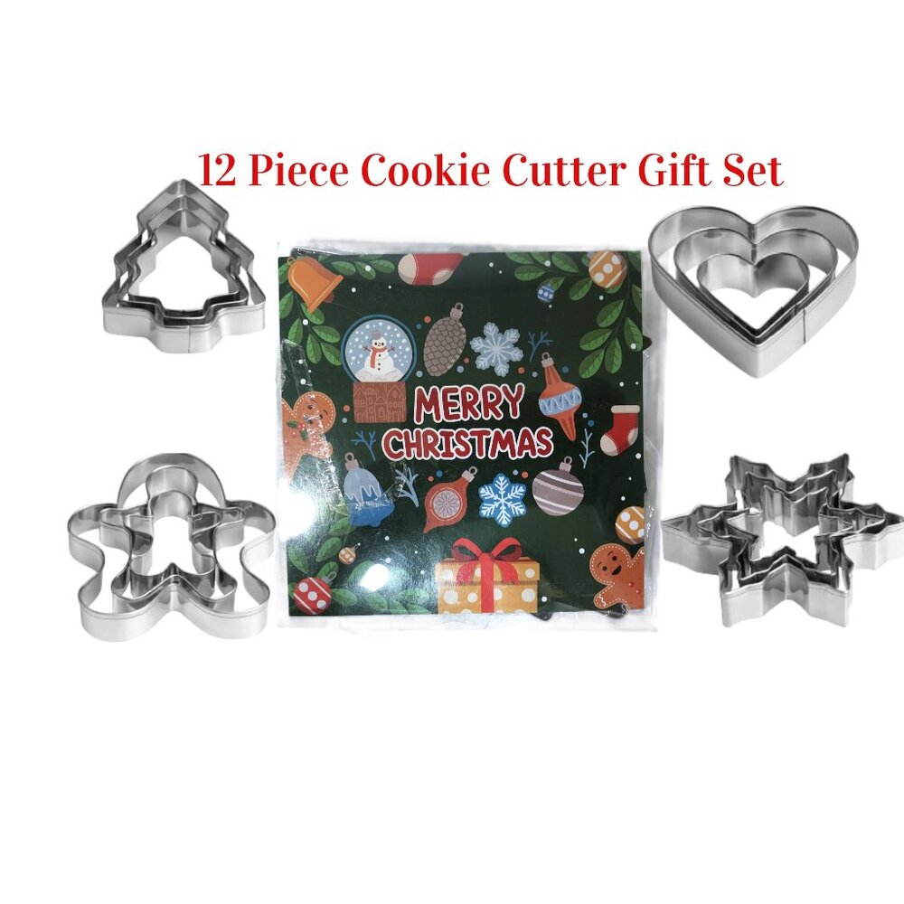 Christmas Cookie Cutter Set 12 Piece  Stainless Steel Holiday Party